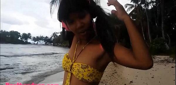  HD Ameteur Tiny Thai Teen Heather Deep day at the beach gives deepthroat Throatpie Swallow